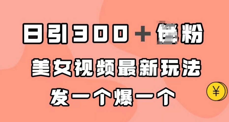 日引300＋男粉，美女视频最新玩法，发一个爆一个【揭秘】-赚金金-技能学习分享