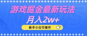 游戏掘金最新玩法月入2w+，新手小白可操作【揭秘】-赚金金-技能学习分享