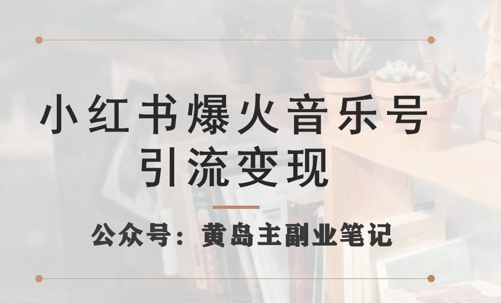 小红书爆火音乐号引流变现项目，视频版一条龙实操玩法分享给你-赚金金-技能学习分享