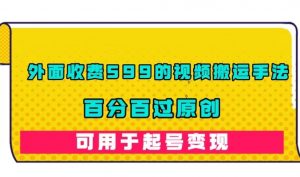 外面收费599的视频搬运手法,百分百过原创,可用起号变现【揭秘】-赚金金-技能学习分享