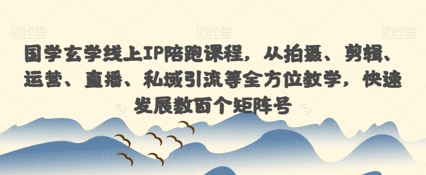 国学玄学线上IP陪跑课程，从拍摄、剪辑、运营、直播、私域引流等全方位教学，快速发展数百个矩阵号-赚金金-技能学习分享