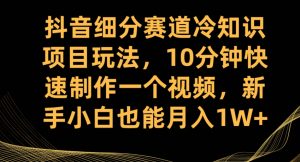 抖音细分赛道冷知识项目玩法,10分钟快速制作一个视频,新手小白也能月入1W+【揭秘】-赚金金-技能学习分享