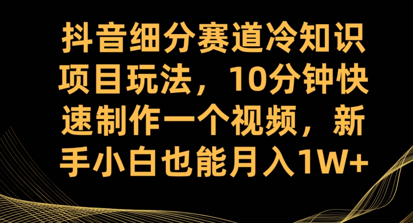 抖音细分赛道冷知识项目玩法，10分钟快速制作一个视频，新手小白也能月入1W+【揭秘】-赚金金-技能学习分享