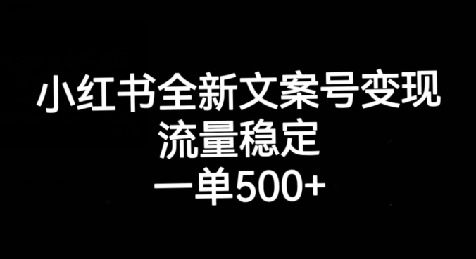 小红书全新文案号变现，流量稳定，一单收入500+-赚金金-技能学习分享