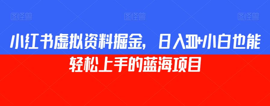 小红书虚拟资料掘金，日入300+小白也能轻松上手的蓝海项目【揭秘】-赚金金-技能学习分享