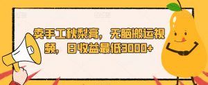 卖手工秋梨膏,无脑搬运视频,日收益最低3000+【揭秘】-赚金金-技能学习分享