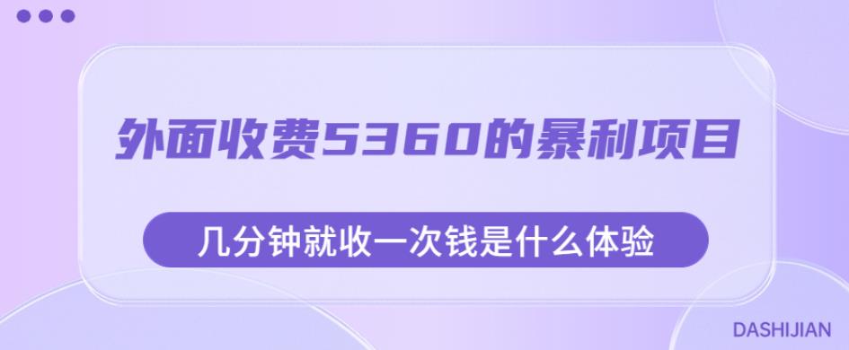 外面收费5360的暴利项目，几分钟就收一次钱是什么体验，附素材【揭秘】-赚金金-技能学习分享