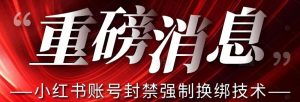 【最新】小红书账号封禁强制换绑技术可日赚300-赚金金-技能学习分享