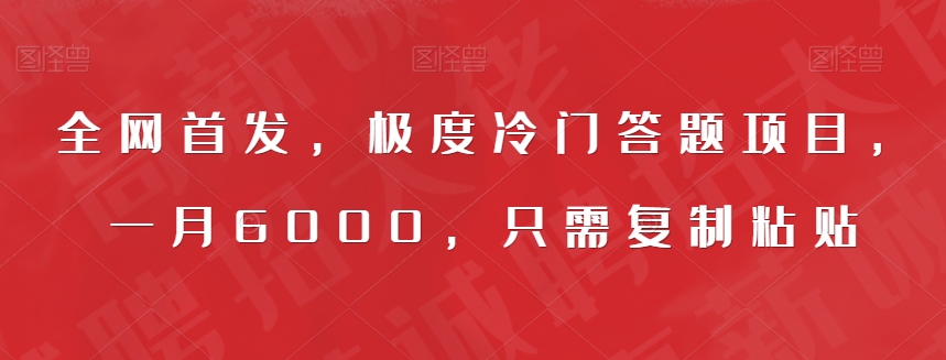 全网首发，极度冷门答题项目，一月6000，只需复制粘贴【揭秘】-赚金金-技能学习分享