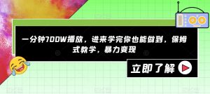 一分钟700W播放，进来学完你也能做到，保姆式教学，暴力变现【揭秘】-赚金金-技能学习分享
