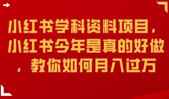 小红书学科资料项目，小红书今年是真的好做，教你如何月入过万【揭秘】-赚金金-技能学习分享