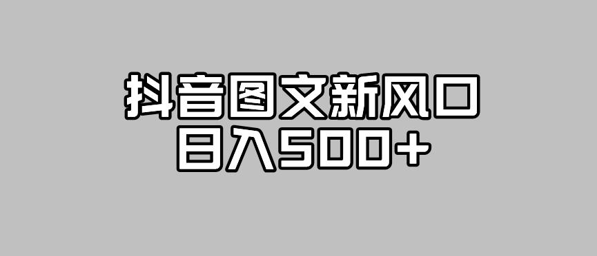 抖音图文最新风口，流量扶持非常高，日入500+【揭秘】-赚金金-技能学习分享