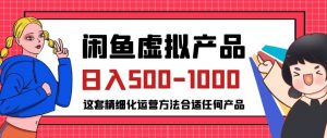 闲鱼虚拟产品变现日入500-1000+,合适普通人的小众赛道【揭秘】-赚金金-技能学习分享