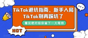 TikTok避坑指南，新手入局TikTok别再踩坑了-赚金金-技能学习分享