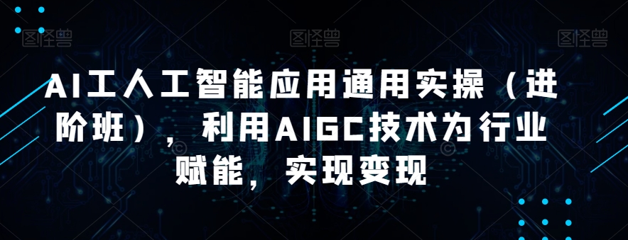AI工人工智能应用通用实操（进阶班），利用AIGC技术为行业赋能，实现变现-赚金金-技能学习分享