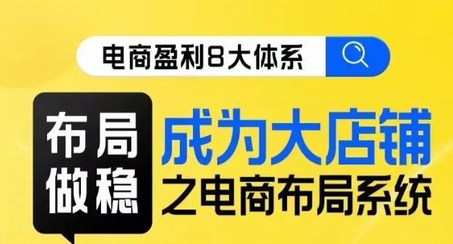 八大体系布局篇·布局做稳，成为大店的电商布局线上课-赚金金-技能学习分享