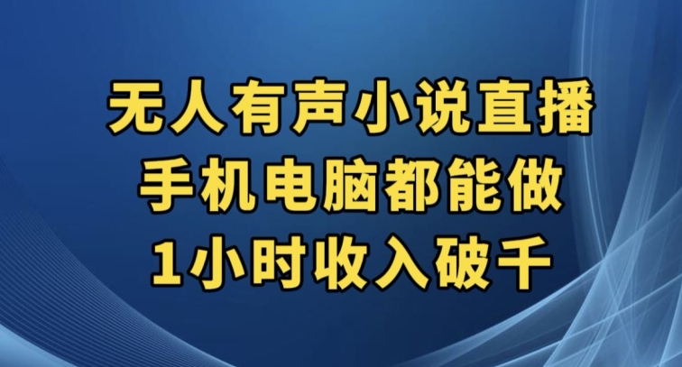 抖音无人有声小说直播，手机电脑都能做，1小时收入破千【揭秘】-赚金金-技能学习分享