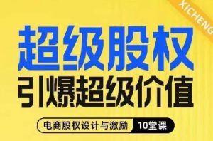 超级股权引爆超级价值,电商股权设计与激励10堂线上课-赚金金-技能学习分享