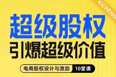 超级股权引爆超级价值，电商股权设计与激励10堂线上课-赚金金-技能学习分享