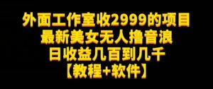 外面工作室收2999的项目最新美女无人撸音浪日收益几百到几千【教程+软件】（仅揭秘）-赚金金-技能学习分享