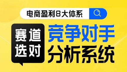 电商盈利8大体系·赛道选对，​竞争对手分析系统线上课-赚金金-技能学习分享