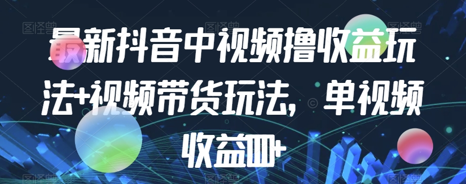 最新抖音中视频撸收益玩法+视频带货，单视频收益1000+-赚金金-技能学习分享