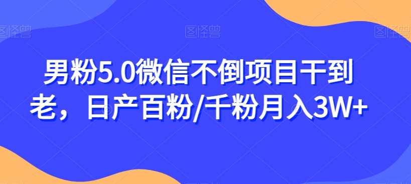 男粉5.0微信不倒项目干到老，日产百粉/千粉月入3W+【揭秘】-赚金金-技能学习分享
