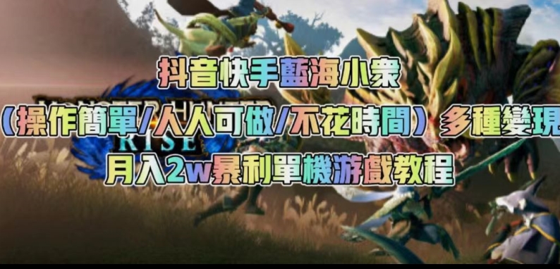 抖音快手蓝海小众（操作简单人人可做不花时间）多种变现月入2w＋暴利单机游戏教程-赚金金-技能学习分享