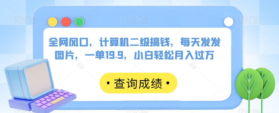 全网风口，计算机二级搞钱，每天发发图片，一单19.9，小白轻松月入过万【揭秘】-赚金金-技能学习分享