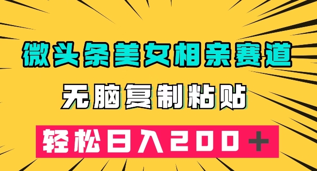 微头条冷门美女相亲赛道,无脑复制粘贴,轻松日入200+【揭秘】-赚金金-技能学习分享