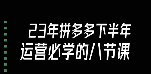大牙·23年下半年拼多多运营必学的八节课(18节完整)-赚金金-技能学习分享