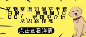 宠物赛道如何空手套白狼，一单利润1000+，宠物中介玩法思路教学【揭秘】-赚金金-技能学习分享