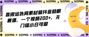 靠搬运外网素材做抖音助眠赛道，一个视频200+，无门槛小白可做【揭秘】-赚金金-技能学习分享
