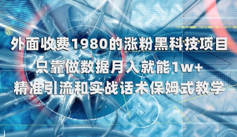 外面收费1980的涨粉黑科技项目，只靠做数据月入就能1w+【揭秘】-赚金金-技能学习分享