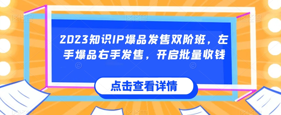 2023知识IP爆品发售双阶班，左手爆品右手发售，开启批量收钱-赚金金-技能学习分享