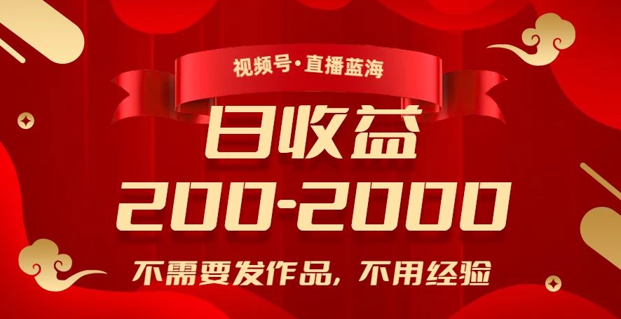 视频号直播蓝海，不需要发作品，不用经验，日入200-2000+【揭秘】-赚金金-技能学习分享
