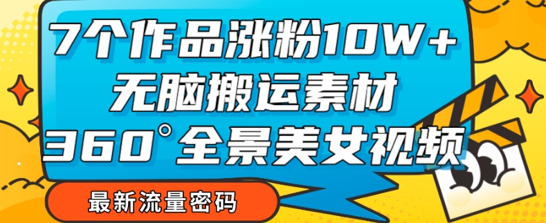 7个作品涨粉10W+,无脑搬运素材,全景美女视频爆款玩法分享【揭秘】-赚金金-技能学习分享