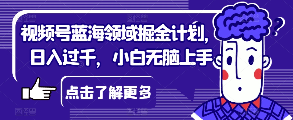 视频号蓝海领域掘金计划，日入过千，小白无脑上手【揭秘】-赚金金-技能学习分享