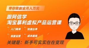跟阿信学淘宝暴利虚拟产品运营课,入门简单,快速出单,带你做副业月入万元-赚金金-技能学习分享