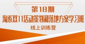 南掌柜·淘系双11活动策划和落地方案线上课18期-赚金金-技能学习分享
