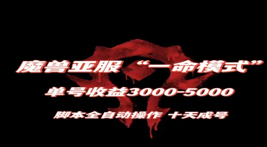 魔兽亚服一命模式，10天成号-单号3千-5千，脚本全自动操作，保姆级教学【揭秘】-赚金金-技能学习分享