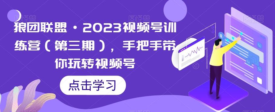 狼团联盟·2023视频号训练营（第三期），手把手带你玩转视频号-赚金金-技能学习分享