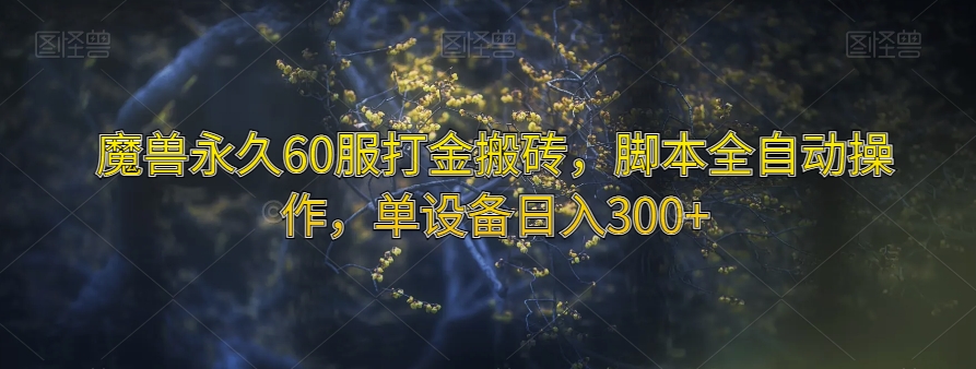 魔兽永久60服打金搬砖，脚本全自动操作，单设备日入300+【揭秘】-赚金金-技能学习分享