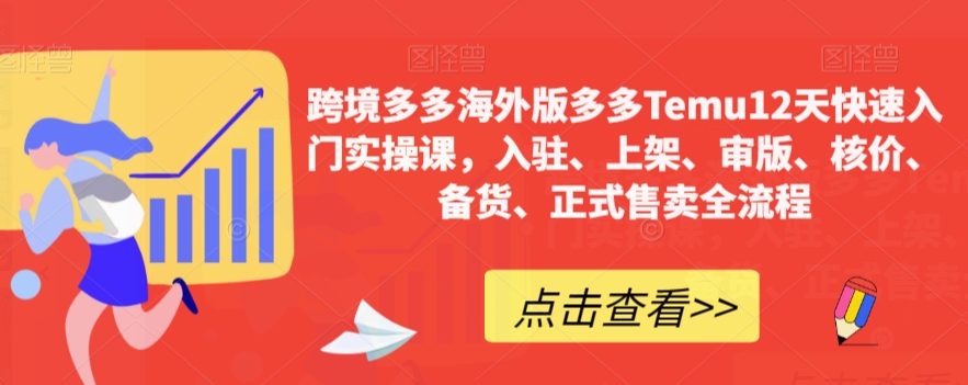 跨境多多海外版多多Temu12天快速入门实操课，入驻、上架、审版、核价、备货、正式售卖全流程-赚金金-技能学习分享