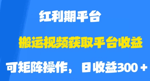 搬运视频获取平台收益，平台红利期，附保姆级教程【揭秘】-赚金金-技能学习分享
