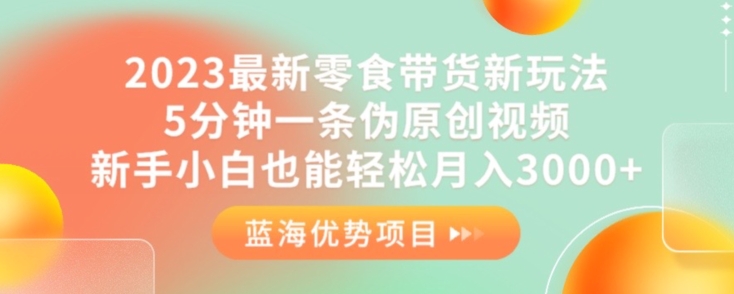 2023最新零食带货新玩法，5分钟一条伪原创视频，新手小白也能轻松月入3000+【揭秘】-赚金金-技能学习分享