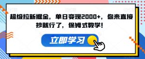 超级拉新掘金,单日变现2000+,你来直接抄就行了,保姆式教学!【揭秘】-赚金金-技能学习分享