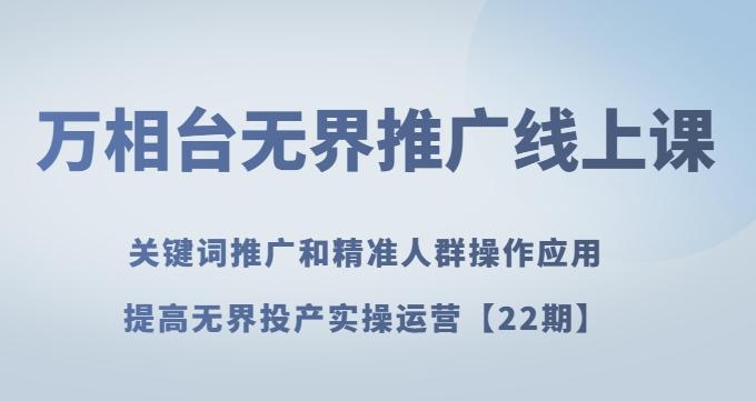 万相台无界推广线上课关键词推广和精准人群操作应用，提高无界投产实操运营【22期】-赚金金-技能学习分享