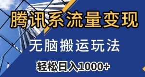 腾讯系流量变现,无脑搬运玩法,日入1000+(附481G素材)【揭秘】-赚金金-技能学习分享