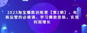 2023淘宝爆款训练营【第2期】,电商运营的必修课,学习爆款思路,实现利润增长-赚金金-技能学习分享